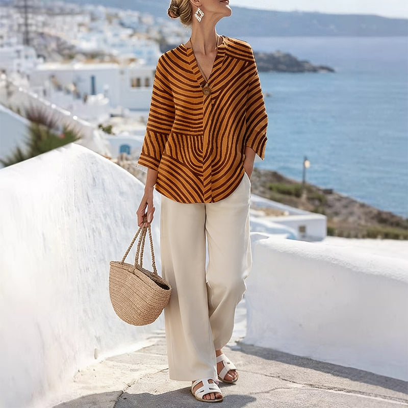 Damen gestreiftes zweiteiliges Sommer-Set