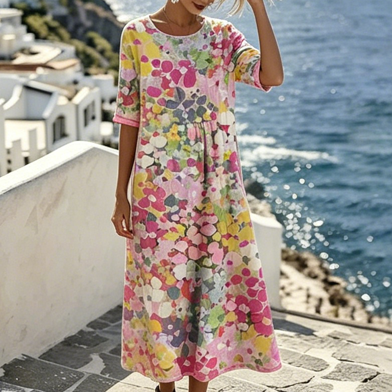 Damen Blumenprint lockeres Kleid