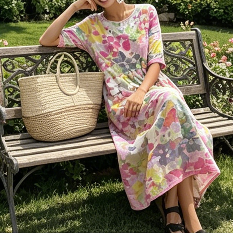 Damen Blumenprint lockeres Kleid