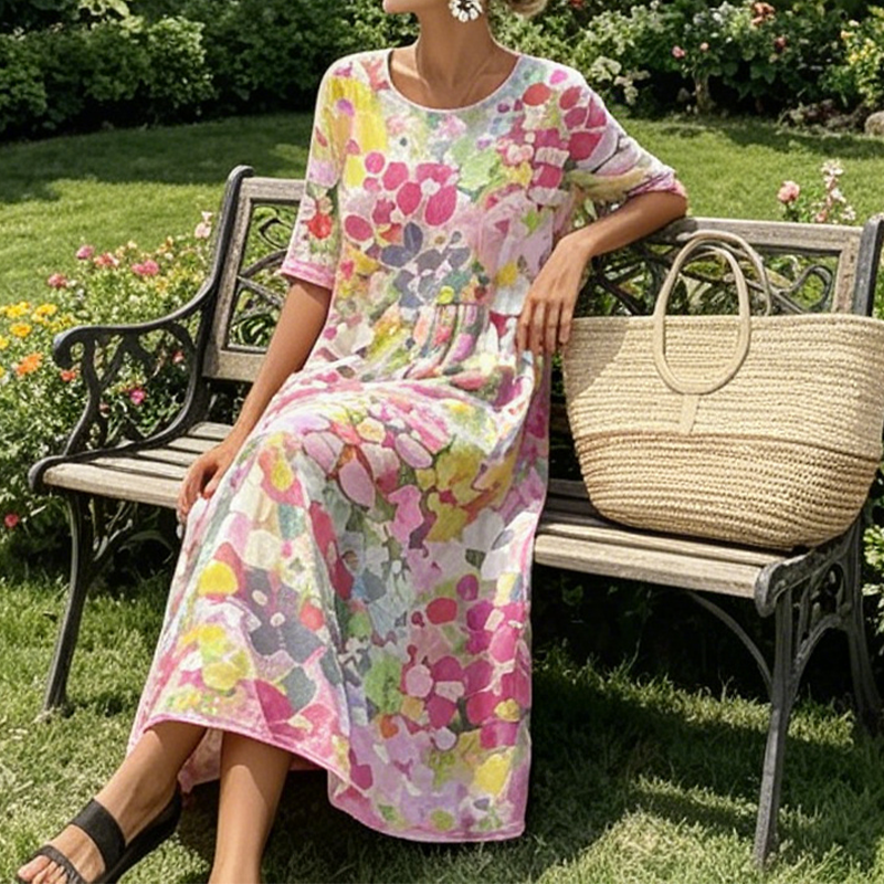 Damen Blumenprint lockeres Kleid