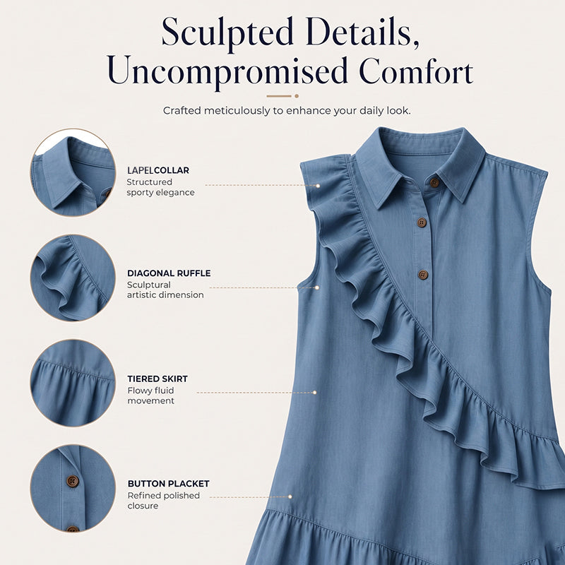 👗Ärmelloses Sommerkleid für Damen mit Rüschen vorne