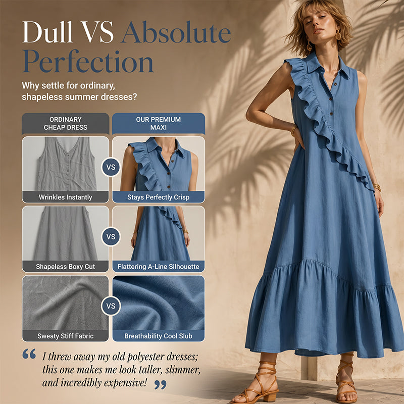 👗Ärmelloses Sommerkleid für Damen mit Rüschen vorne