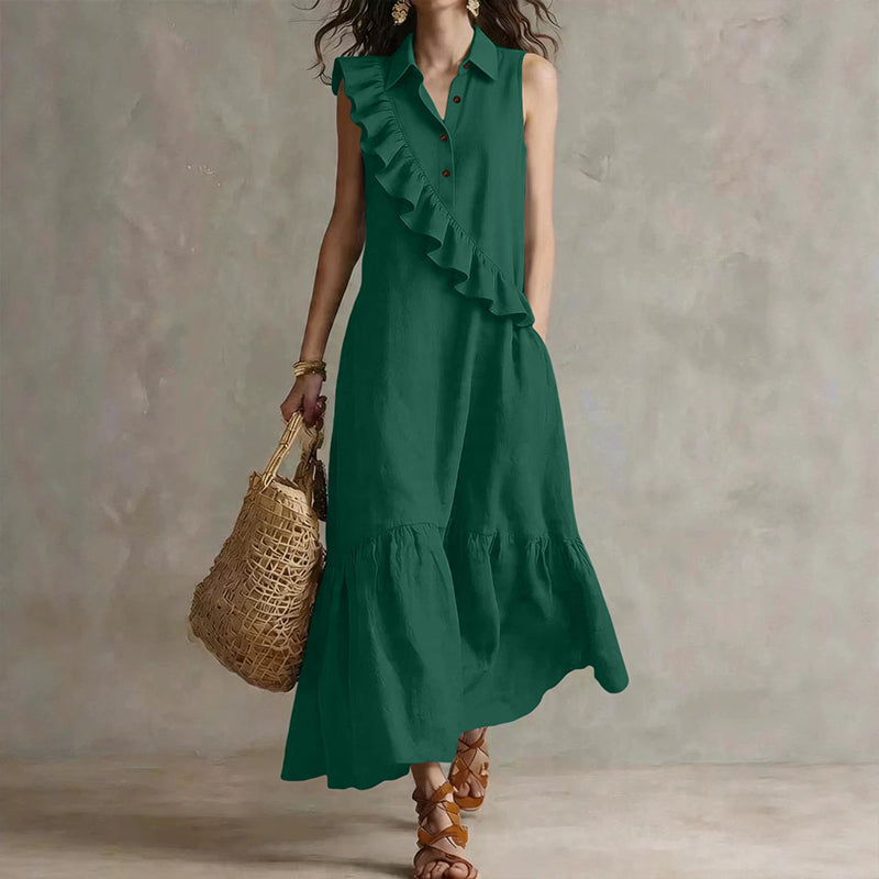 👗Ärmelloses Sommerkleid für Damen mit Rüschen vorne