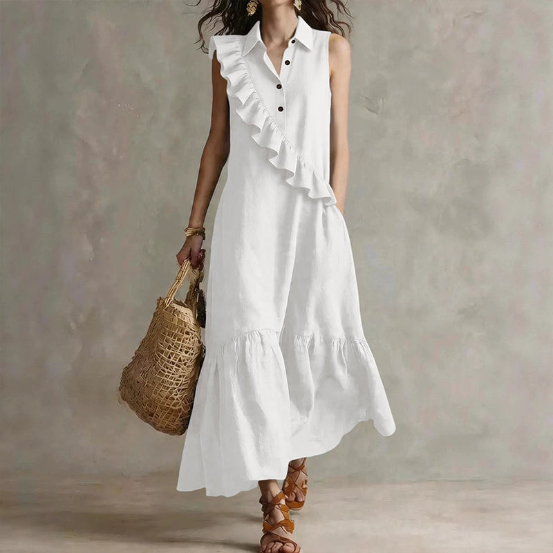 👗Ärmelloses Sommerkleid für Damen mit Rüschen vorne