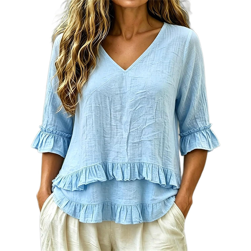 Elegantes Sommer-Oberteil für Damen mit Rüschen und V-Ausschnitt