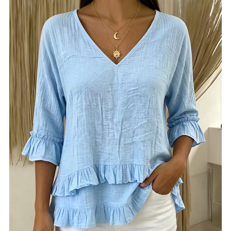 Elegantes Sommer-Oberteil für Damen mit Rüschen und V-Ausschnitt