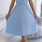 Damen Spitzen-V-Ausschnitt-Kleid mit Rüschenärmeln und Falten-Midi-Kleid