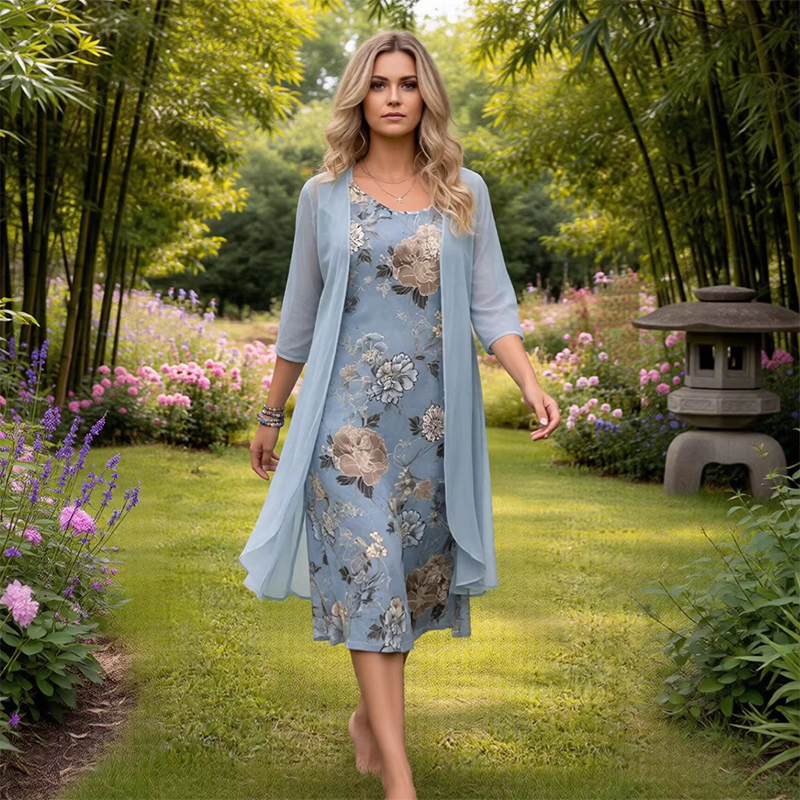 ⌛Zeitlich begrenztes Angebot – Midi-Kleid mit Blumenmuster für Damen
