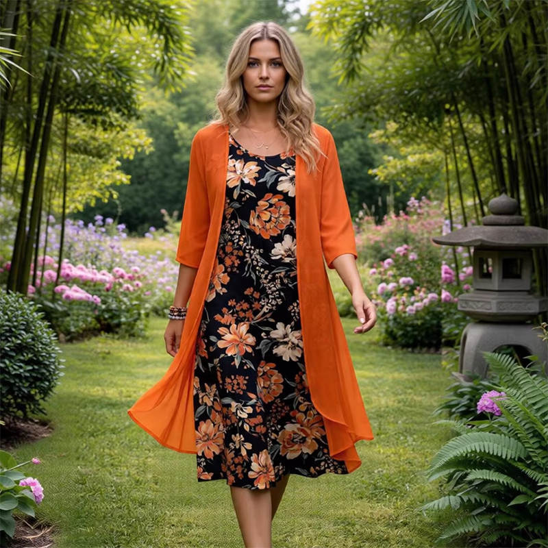 ⌛Zeitlich begrenztes Angebot – Midi-Kleid mit Blumenmuster für Damen