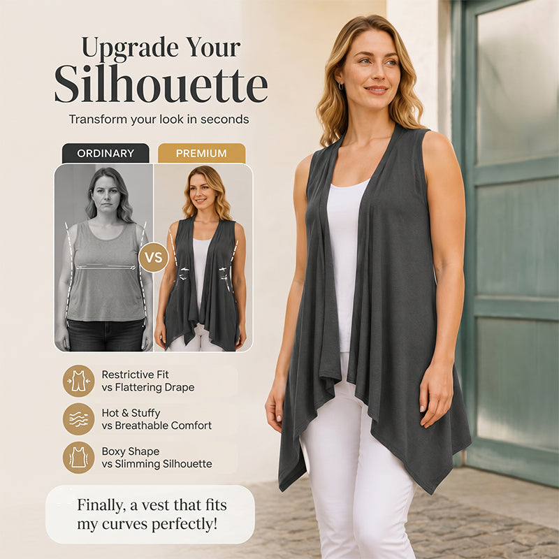 Lässige, ärmellose, drapierte Strickjacke für Damen