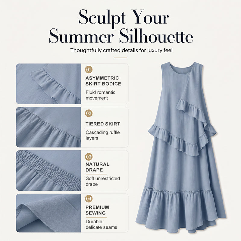 Ärmelloses Maxikleid mit Rüschen für Damen