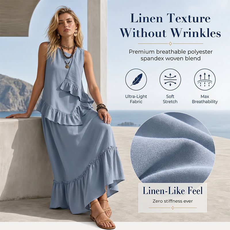 Ärmelloses Maxikleid mit Rüschen für Damen