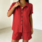 2-teiliges Set aus Damen-Hemd mit Knopfleiste und Shorts