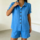 2-teiliges Set aus Damen-Hemd mit Knopfleiste und Shorts