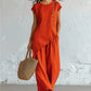 2-teiliges Set aus Oberteil mit asymmetrischem Saum und Hose für Damen