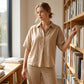 👗Damen Button-Up Oberteil & Weitbein-Hosen-Set – Schickes zweiteiliges Outfit ✨