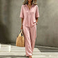 👗Damen Button-Up Oberteil & Weitbein-Hosen-Set – Schickes zweiteiliges Outfit ✨