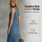 👗 Ärmelloses Maxikleid aus Denim mit V-Ausschnitt und Knopfleiste – lässiger Look, figurschmeichelnd & vielseitig – perfekt für Alltag, Strand & Freizeit