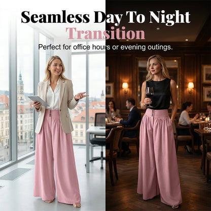👖 ZEITLICH BEGRENZT 50% RABATT! ✨ Damen Hochbund Plissee Weites Bein Hose – Fließender Schnitt, Seitentaschen, Vielseitig 🌿