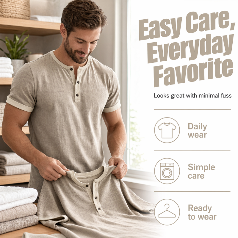 ⏰ Countdown läuft – 50% nur noch 3 Tage! 🌿 Kurzärmeliges, atmungsaktives Henley-Shirt mit Kontrast