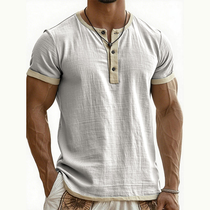 ⏰ Countdown läuft – 50% nur noch 3 Tage! 🌿 Kurzärmeliges, atmungsaktives Henley-Shirt mit Kontrast