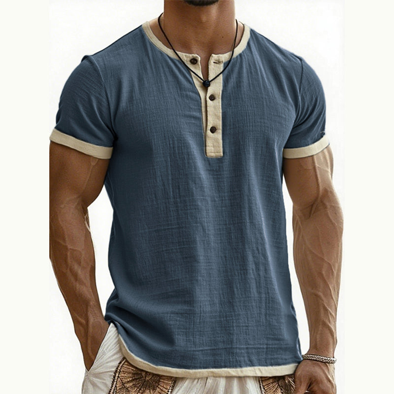 ⏰ Countdown läuft – 50% nur noch 3 Tage! 🌿 Kurzärmeliges, atmungsaktives Henley-Shirt mit Kontrast