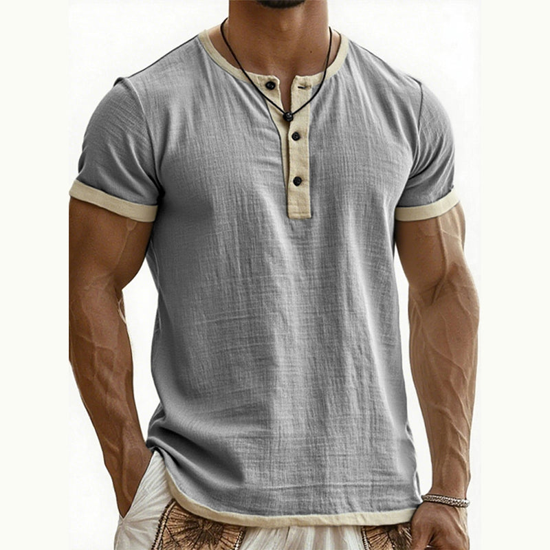 ⏰ Countdown läuft – 50% nur noch 3 Tage! 🌿 Kurzärmeliges, atmungsaktives Henley-Shirt mit Kontrast