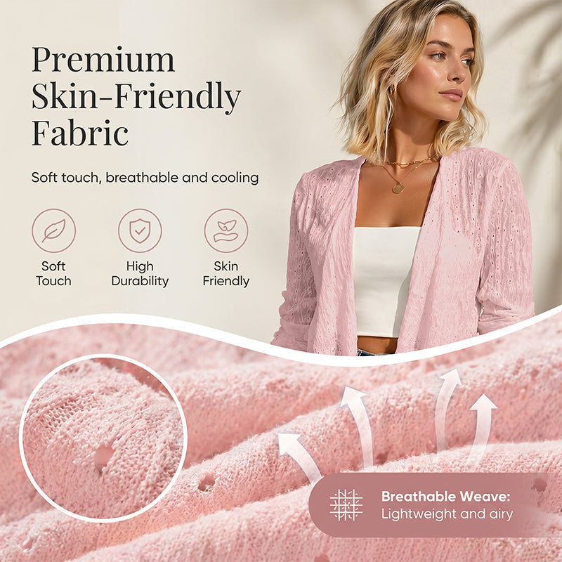 Lässige, strukturierte Damen-Strickjacke mit offener Vorderseite