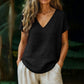 👕☀️🌿 BEFRISTETES ANGEBOT 50% RABATT! Damen V-Ausschnitt T-Shirt für den Sommer – Weiche, atmungsaktive leichte Baumwollmischung – Perfekt für lässige Tage, Besorgungen oder entspannte Wochenendmorgen 🌸😌