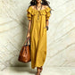 Maxikleid für Damen im Bohemian-Stil mit Rüschen am Ausschnitt