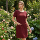 ⌛Zeitlich begrenztes Angebot – Rundhalsausschnitt-Kleid für Damen mit Struktur und knielanger Länge