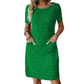 ⌛Zeitlich begrenztes Angebot – Rundhalsausschnitt-Kleid für Damen mit Struktur und knielanger Länge