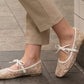 Damen Französische Mesh-Flats mit Schleife