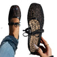 Damen Französische Mesh-Flats mit Schleife