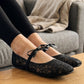 Damen Französische Mesh-Flats mit Schleife