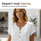 Lässiges Damen-T-Shirt mit V-Ausschnitt und Knöpfen