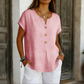 Lässiges Damen-T-Shirt mit V-Ausschnitt und Knöpfen