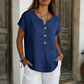Lässiges Damen-T-Shirt mit V-Ausschnitt und Knöpfen