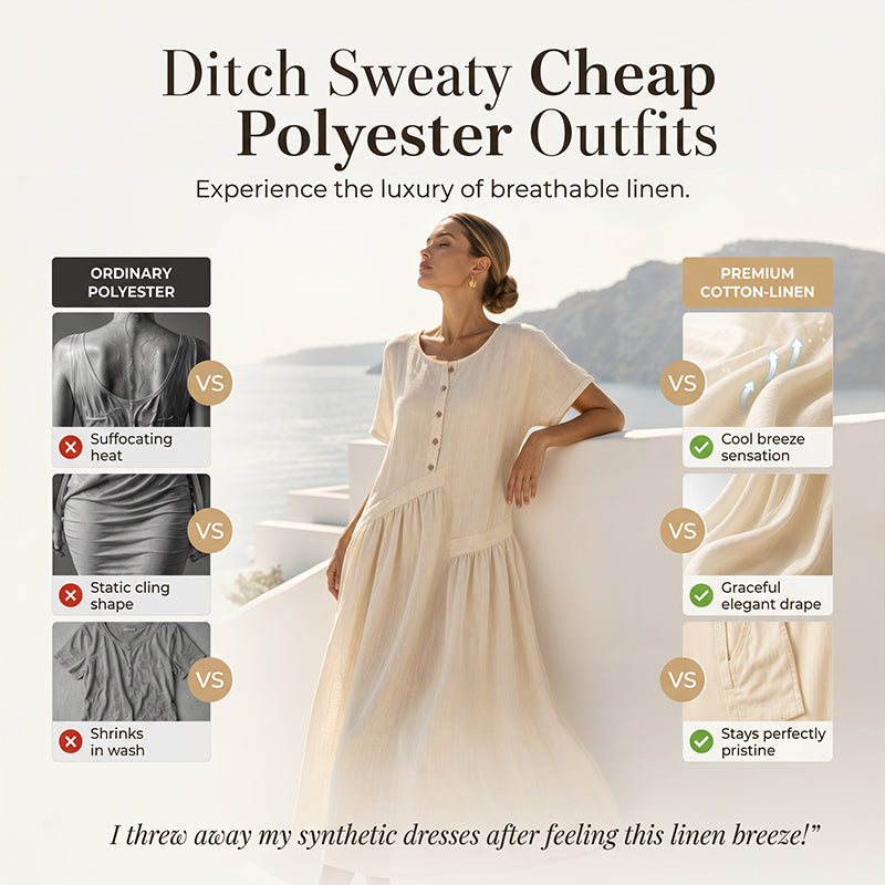 👗Maxikleid für Damen mit Knopfleiste und kurzen Ärmeln