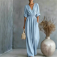 ⏳Zeitlich begrenztes Angebot 50% Rabatt⏰Damen elegantes V-Ausschnitt Weitbein-Jumpsuit👚👖