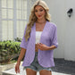 Damen Halbarm-Ösen-Strick-Rüschen-Cardigan