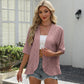 Damen Halbarm-Ösen-Strick-Rüschen-Cardigan