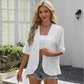 Damen Halbarm-Ösen-Strick-Rüschen-Cardigan
