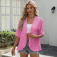 Damen Halbarm-Ösen-Strick-Rüschen-Cardigan