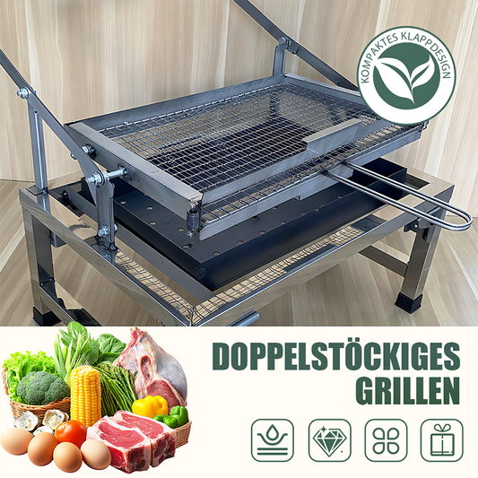 Tragbares BBQ-Grillset mit rotierendem Grillrost