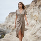 🌟 Der Look, den alle suchen – bei uns 50% günstiger! 👗Asymmetrisches Wickelkleid für Damen mit kurzen Ärmeln und V-Ausschnitt