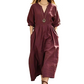 Damen lässiges V-Ausschnitt-Maxikleid mit Taschen