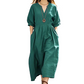 Damen lässiges V-Ausschnitt-Maxikleid mit Taschen