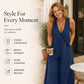 Damen ärmelloser V-Ausschnitt Jumpsuit mit Taschen