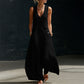 Damen ärmelloser V-Ausschnitt Jumpsuit mit Taschen